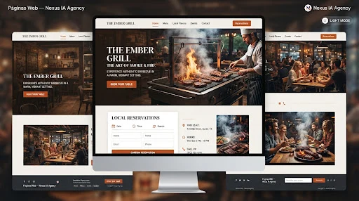Referencia visual de una página web para un restaurante