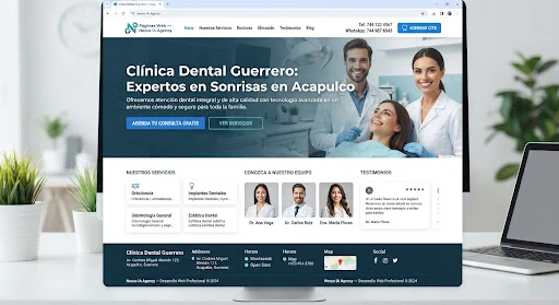 Referencia visual de una página web para un consultorio dental