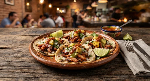 Tacos al pastor como ejemplo de producto en una carta digital